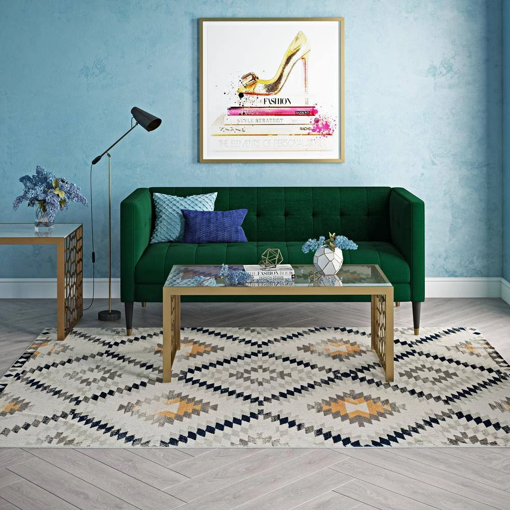 Bodrum Kilim Gold Beige 4 ft. x 6 ft. Area Rug by CosmoLiving by Cosmopolitan 4 Bodrum Kilim Gold Beige 4 ft. x 6 ft. Area Rug by CosmoLiving by Cosmopolitan - Image 2