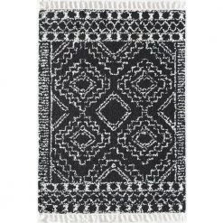 Mason Shag Sable Black 2 ft. x 8 ft. Area Rug by CosmoLiving by Cosmopolitan
