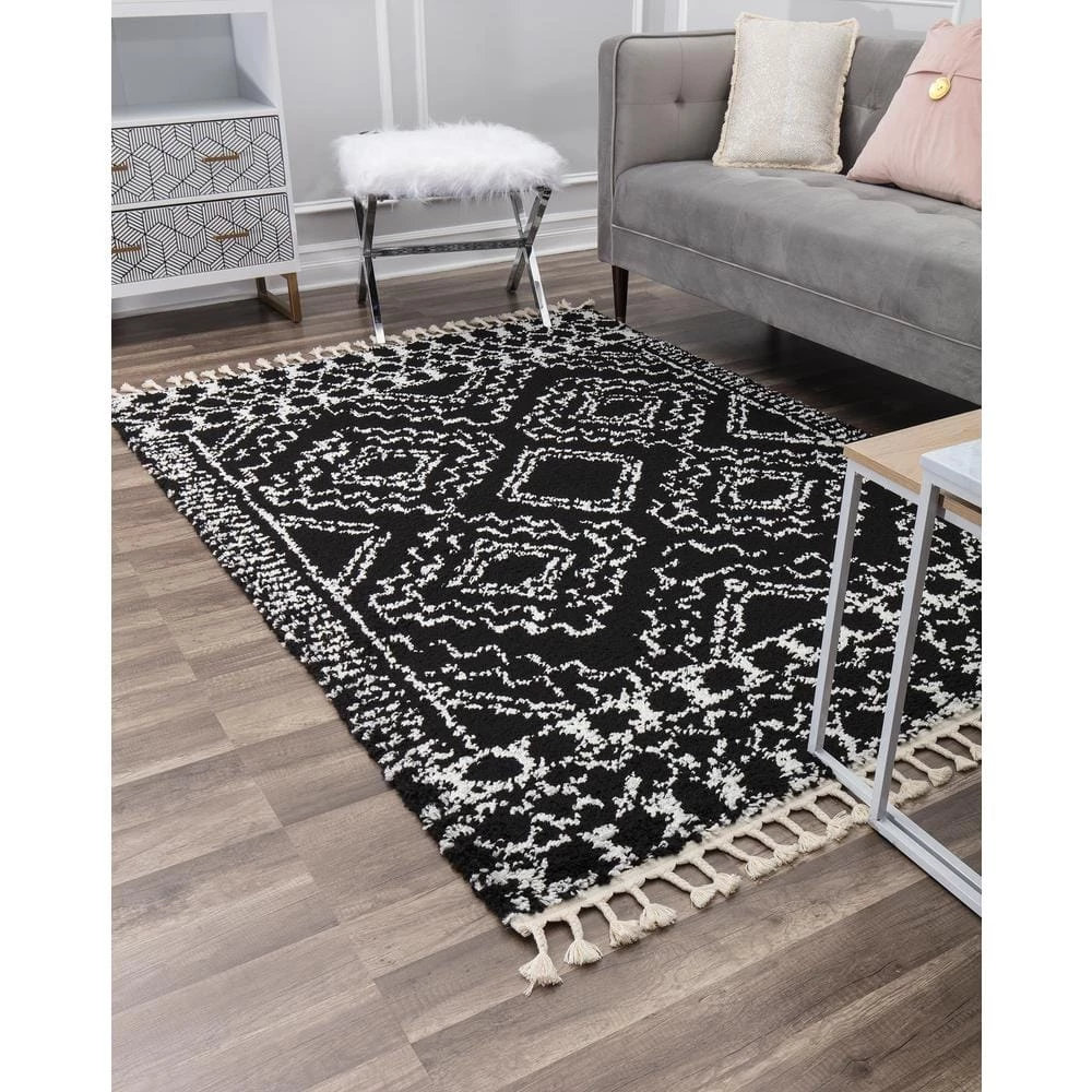 Mason Shag Sable Black 2 ft. x 8 ft. Area Rug by CosmoLiving by Cosmopolitan 4 Mason Shag Sable Black 2 ft. x 8 ft. Area Rug by CosmoLiving by Cosmopolitan - Image 2