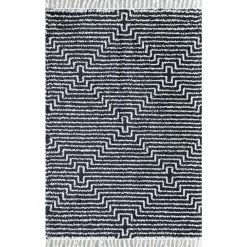 Last Call Stripe Modern Black 8 ft. x 10 ft. Area Rug by CosmoLiving by Cosmopolitan