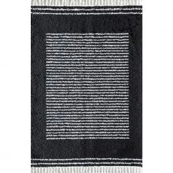 Ebony Twilight Shag Black 8 ft. x 10 ft. Stripe Area Rug by CosmoLiving by Cosmopolitan
