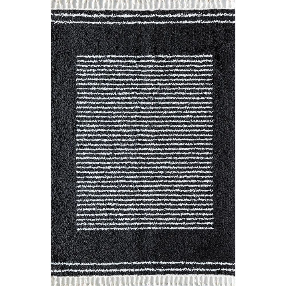 Ebony Twilight Shag Black 8 ft. x 10 ft. Stripe Area Rug by CosmoLiving by Cosmopolitan 3 Ebony Twilight Shag Black 8 ft. x 10 ft. Stripe Area Rug by CosmoLiving by Cosmopolitan
