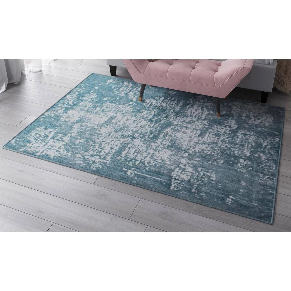 Willow Laurel Soft Sky Blue 8 ft. x 10 ft. Geometric Vintage Area Rug by CosmoLiving by Cosmopolitan 6 Willow Laurel Soft Sky Blue 8 ft. x 10 ft. Geometric Vintage Area Rug by CosmoLiving by Cosmopolitan - Image 4