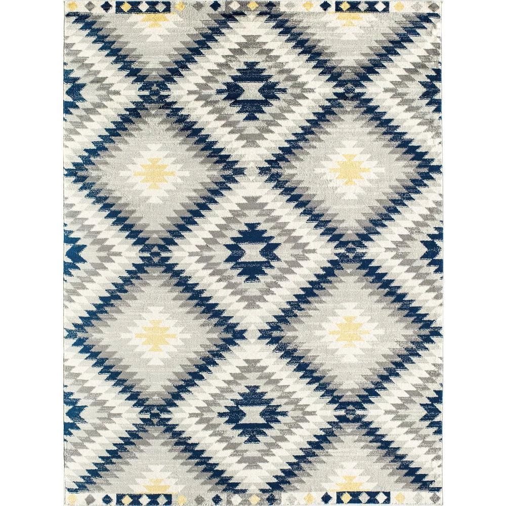 Bodrum Soleil Kilim Tribal Moroccan Blue 8 ft. x 12 ft. Area Rug by CosmoLiving by Cosmopolitan 3 Bodrum Soleil Kilim Tribal Moroccan Blue 8 ft. x 12 ft. Area Rug by CosmoLiving by Cosmopolitan