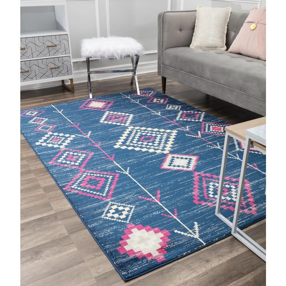 Bodrum Native Navy Blue 5 ft. x 7 ft. Area Rug by CosmoLiving by Cosmopolitan 7 Bodrum Native Navy Blue 5 ft. x 7 ft. Area Rug by CosmoLiving by Cosmopolitan - Image 5