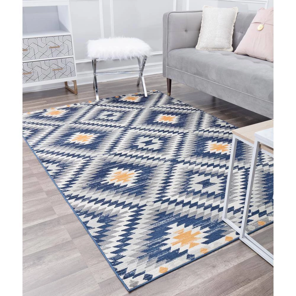 Bodrum Kilim Cadet Blue 8 ft. x 10 ft. Area Rug by CosmoLiving by Cosmopolitan 6 Bodrum Kilim Cadet Blue 8 ft. x 10 ft. Area Rug by CosmoLiving by Cosmopolitan - Image 4