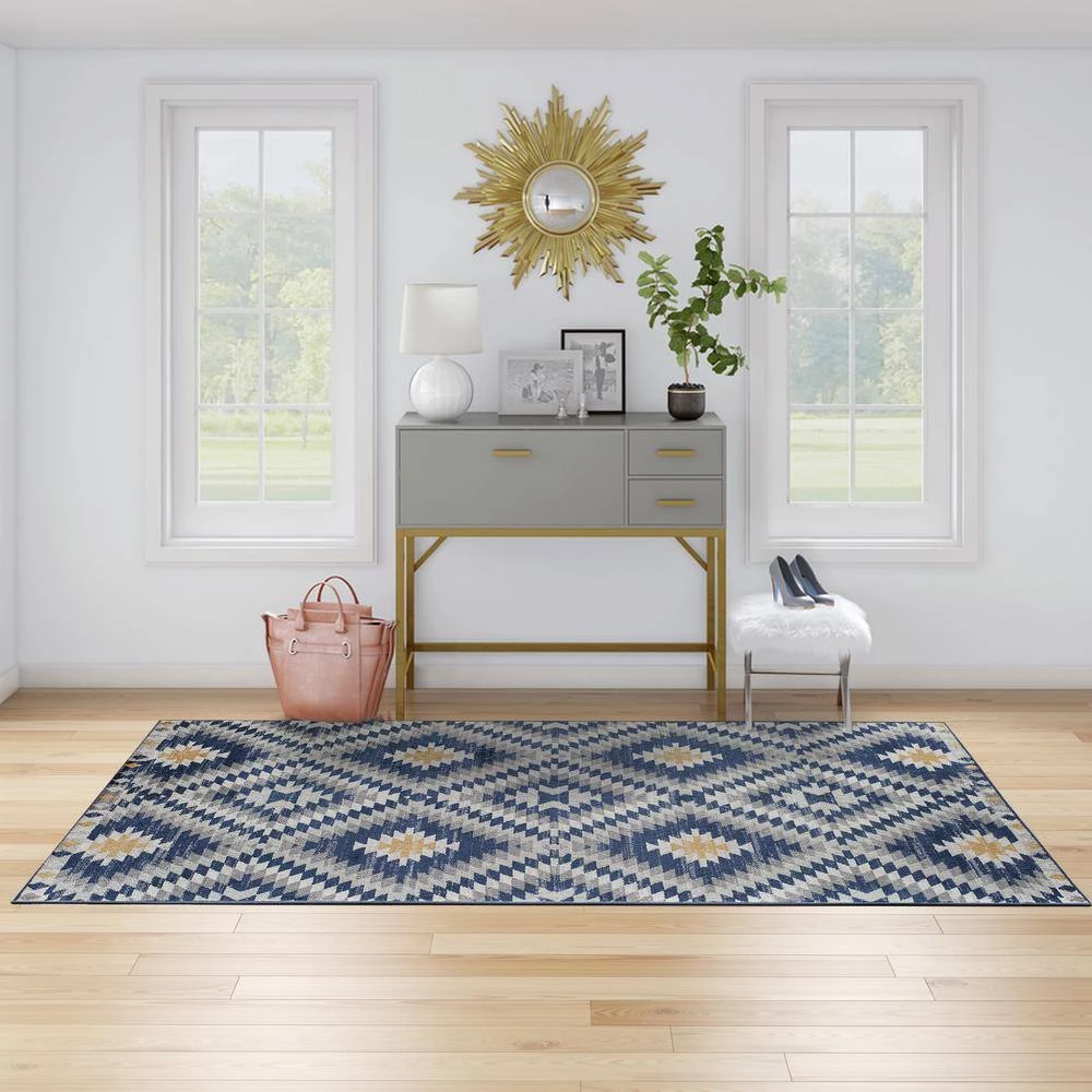 Bodrum Kilim Cadet Blue 8 ft. x 10 ft. Area Rug by CosmoLiving by Cosmopolitan 4 Bodrum Kilim Cadet Blue 8 ft. x 10 ft. Area Rug by CosmoLiving by Cosmopolitan - Image 2