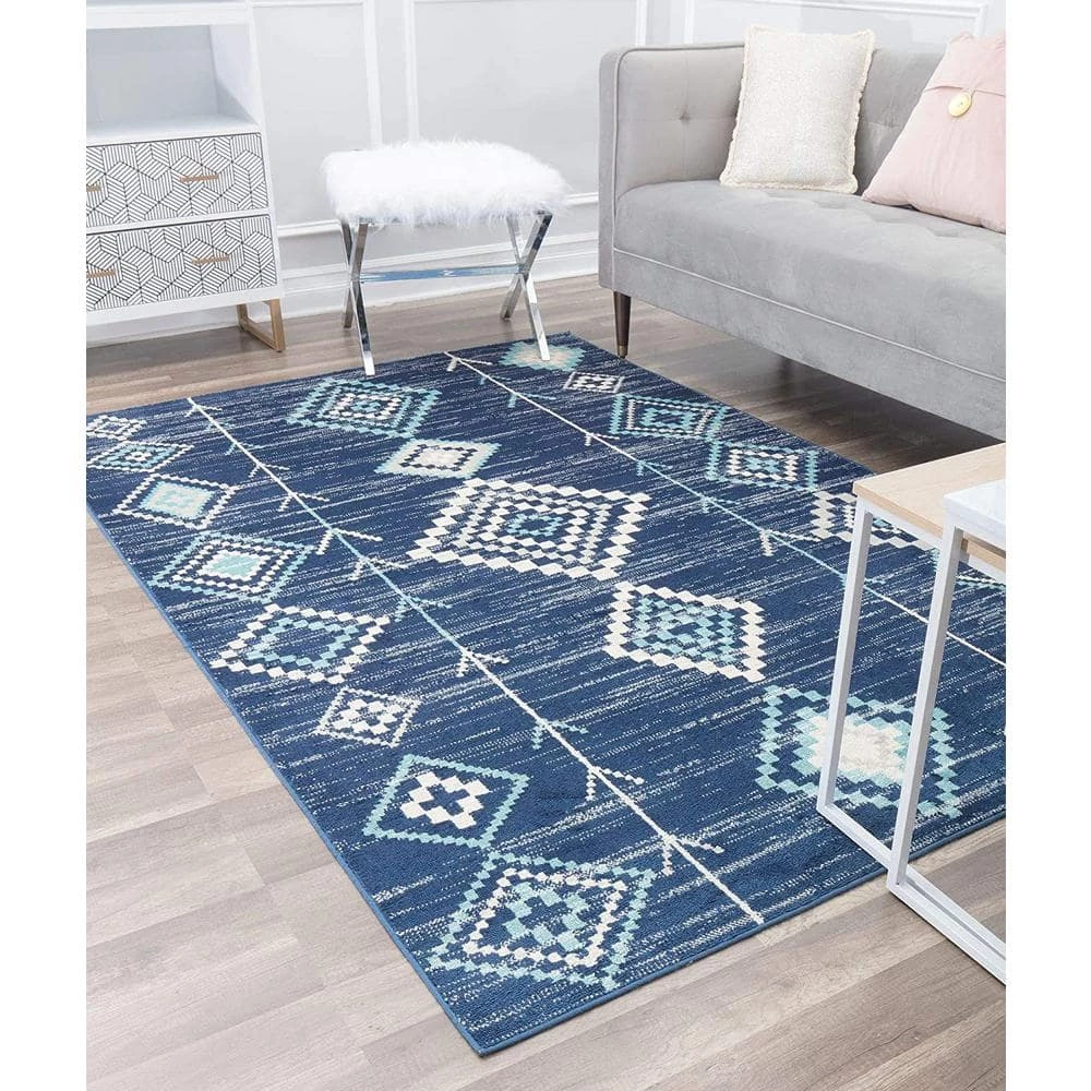 Soleil Native Blues 8 ft. x 12 ft. Tribal Moroccan Area Rug by CosmoLiving by Cosmopolitan 7 Soleil Native Blues 8 ft. x 12 ft. Tribal Moroccan Area Rug by CosmoLiving by Cosmopolitan - Image 5