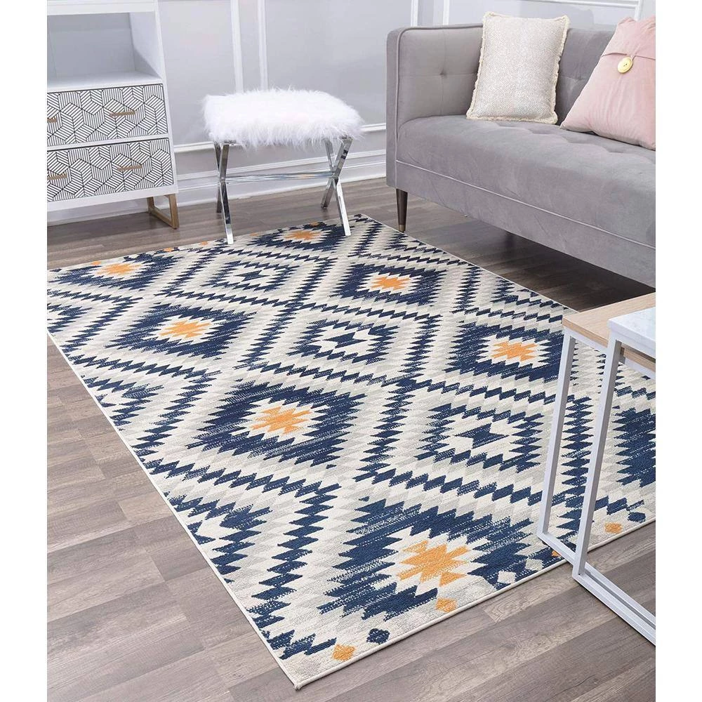 Soleil Kilim Honey Blue Tribal Moroccan 8 ft. x 12 ft. Area Rug by CosmoLiving by Cosmopolitan 7 Soleil Kilim Honey Blue Tribal Moroccan 8 ft. x 12 ft. Area Rug by CosmoLiving by Cosmopolitan - Image 5
