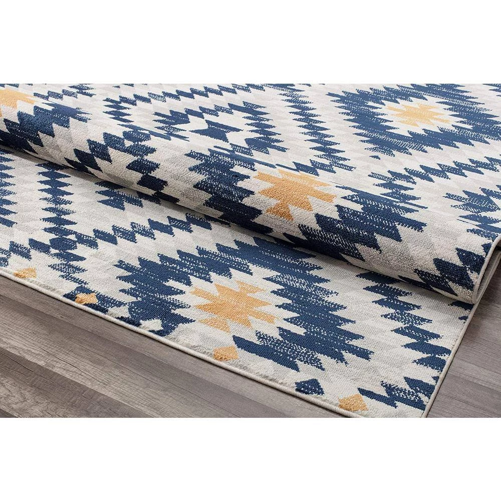 Soleil Kilim Honey Blue Tribal Moroccan 8 ft. x 12 ft. Area Rug by CosmoLiving by Cosmopolitan 5 Soleil Kilim Honey Blue Tribal Moroccan 8 ft. x 12 ft. Area Rug by CosmoLiving by Cosmopolitan - Image 3