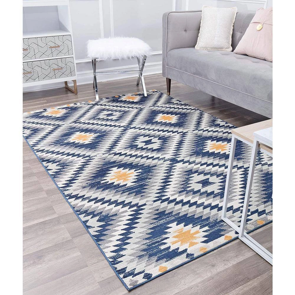 Soleil Kilim Cadet Blue Tribal Moroccan 8 ft. x 12 ft. Area Rug by CosmoLiving by Cosmopolitan 7 Soleil Kilim Cadet Blue Tribal Moroccan 8 ft. x 12 ft. Area Rug by CosmoLiving by Cosmopolitan - Image 5