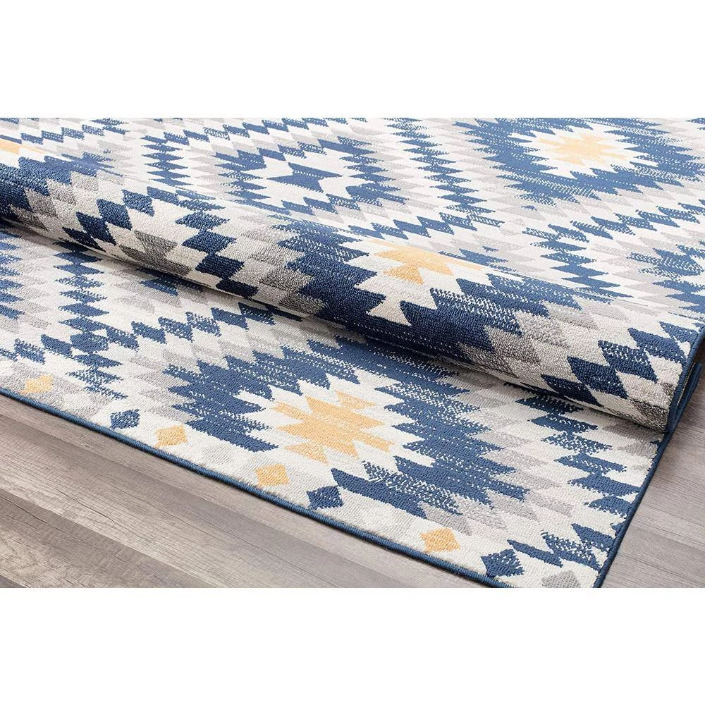 Soleil Kilim Cadet Blue Tribal Moroccan 8 ft. x 12 ft. Area Rug by CosmoLiving by Cosmopolitan 5 Soleil Kilim Cadet Blue Tribal Moroccan 8 ft. x 12 ft. Area Rug by CosmoLiving by Cosmopolitan - Image 3