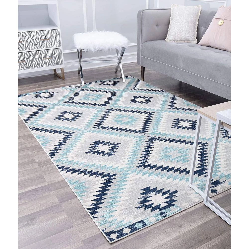 Soleil Ice Blue Tribal Moroccan 8 ft. x 12 ft. Area Rug by CosmoLiving by Cosmopolitan 7 Soleil Ice Blue Tribal Moroccan 8 ft. x 12 ft. Area Rug by CosmoLiving by Cosmopolitan - Image 5