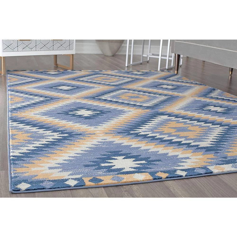 Soleil Kilim Denim Blue Tribal Moroccan 8 ft. x 12 ft. Area Rug by CosmoLiving by Cosmopolitan 8 Soleil Kilim Denim Blue Tribal Moroccan 8 ft. x 12 ft. Area Rug by CosmoLiving by Cosmopolitan - Image 6