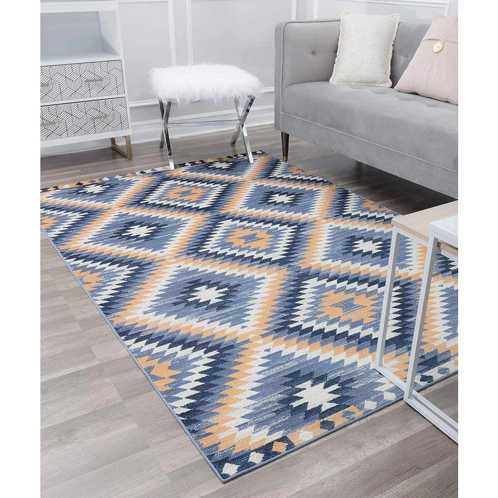 Soleil Kilim Denim Blue Tribal Moroccan 8 ft. x 12 ft. Area Rug by CosmoLiving by Cosmopolitan 7 Soleil Kilim Denim Blue Tribal Moroccan 8 ft. x 12 ft. Area Rug by CosmoLiving by Cosmopolitan - Image 5
