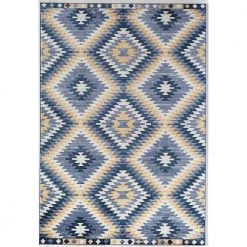 Soleil Kilim Denim Blue Tribal Moroccan 8 ft. x 12 ft. Area Rug by CosmoLiving by Cosmopolitan