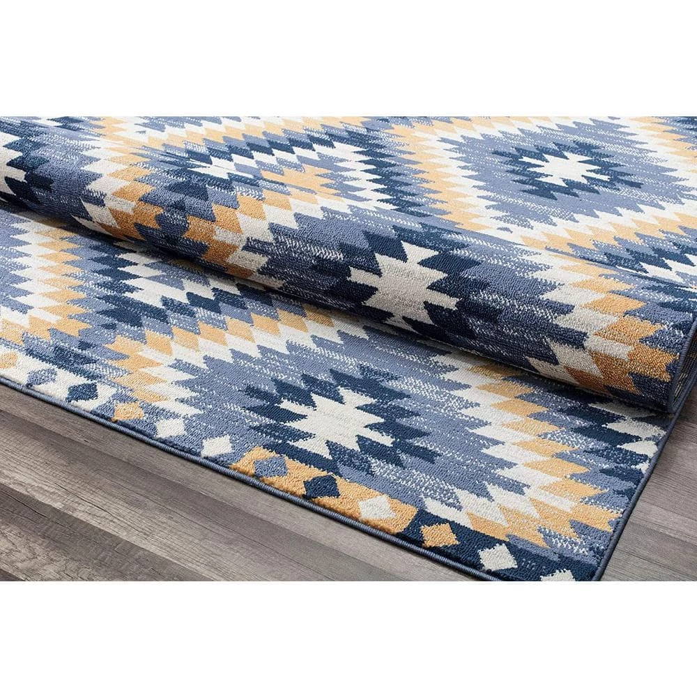 Soleil Kilim Denim Blue Tribal Moroccan 8 ft. x 12 ft. Area Rug by CosmoLiving by Cosmopolitan 5 Soleil Kilim Denim Blue Tribal Moroccan 8 ft. x 12 ft. Area Rug by CosmoLiving by Cosmopolitan - Image 3