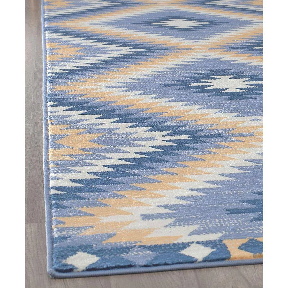 Soleil Kilim Denim Blue Tribal Moroccan 8 ft. x 12 ft. Area Rug by CosmoLiving by Cosmopolitan 6 Soleil Kilim Denim Blue Tribal Moroccan 8 ft. x 12 ft. Area Rug by CosmoLiving by Cosmopolitan - Image 4