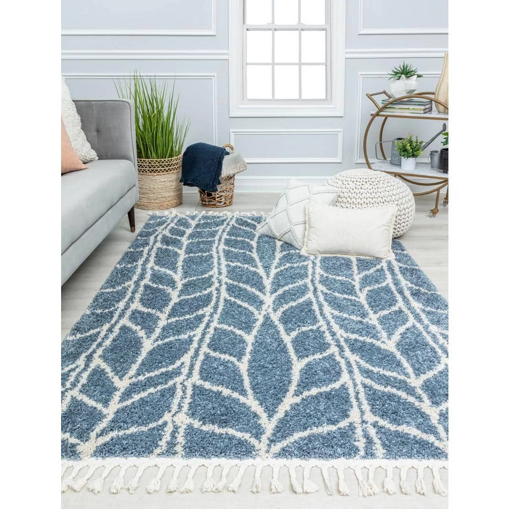 Sky Vine Blue 5 ft. x 7 ft. Geometric Modern Area Rug by CosmoLiving by Cosmopolitan 7 Sky Vine Blue 5 ft. x 7 ft. Geometric Modern Area Rug by CosmoLiving by Cosmopolitan - Image 5