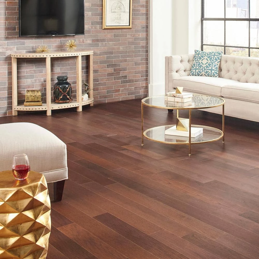 Wire Brushed Benson Hickory 3/8 in. T x 5 in. W x Varying Length Click Lock Hardwood Flooring (19.69 sq. ft. / case) by HOMELEGEND 4 Wire Brushed Benson Hickory 3/8 in. T x 5 in. W x Varying Length Click Lock Hardwood Flooring (19.69 sq. ft. / case) by HOMELEGEND - Image 2