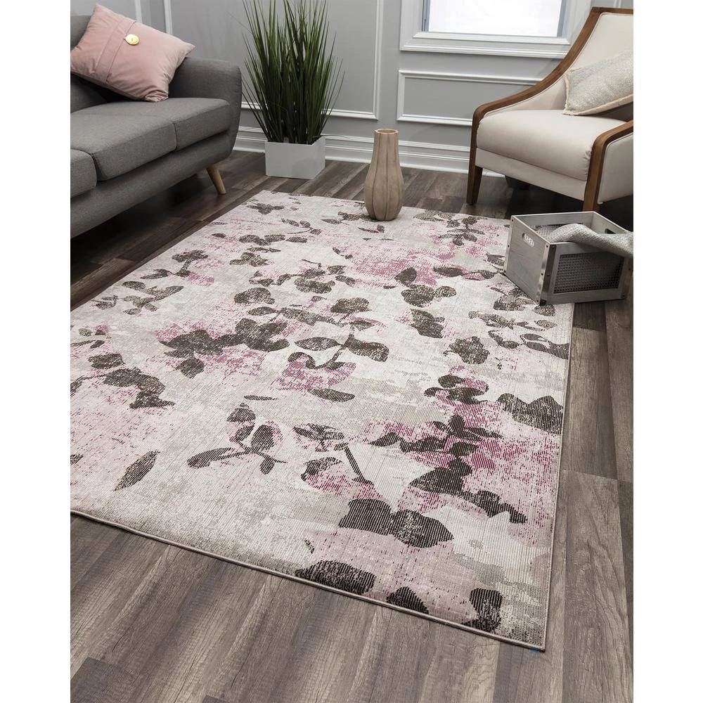 Celine Pink Elegance Gray 5 ft. x 7 ft. Area Rug by CosmoLiving by Cosmopolitan 6 Celine Pink Elegance Gray 5 ft. x 7 ft. Area Rug by CosmoLiving by Cosmopolitan - Image 4