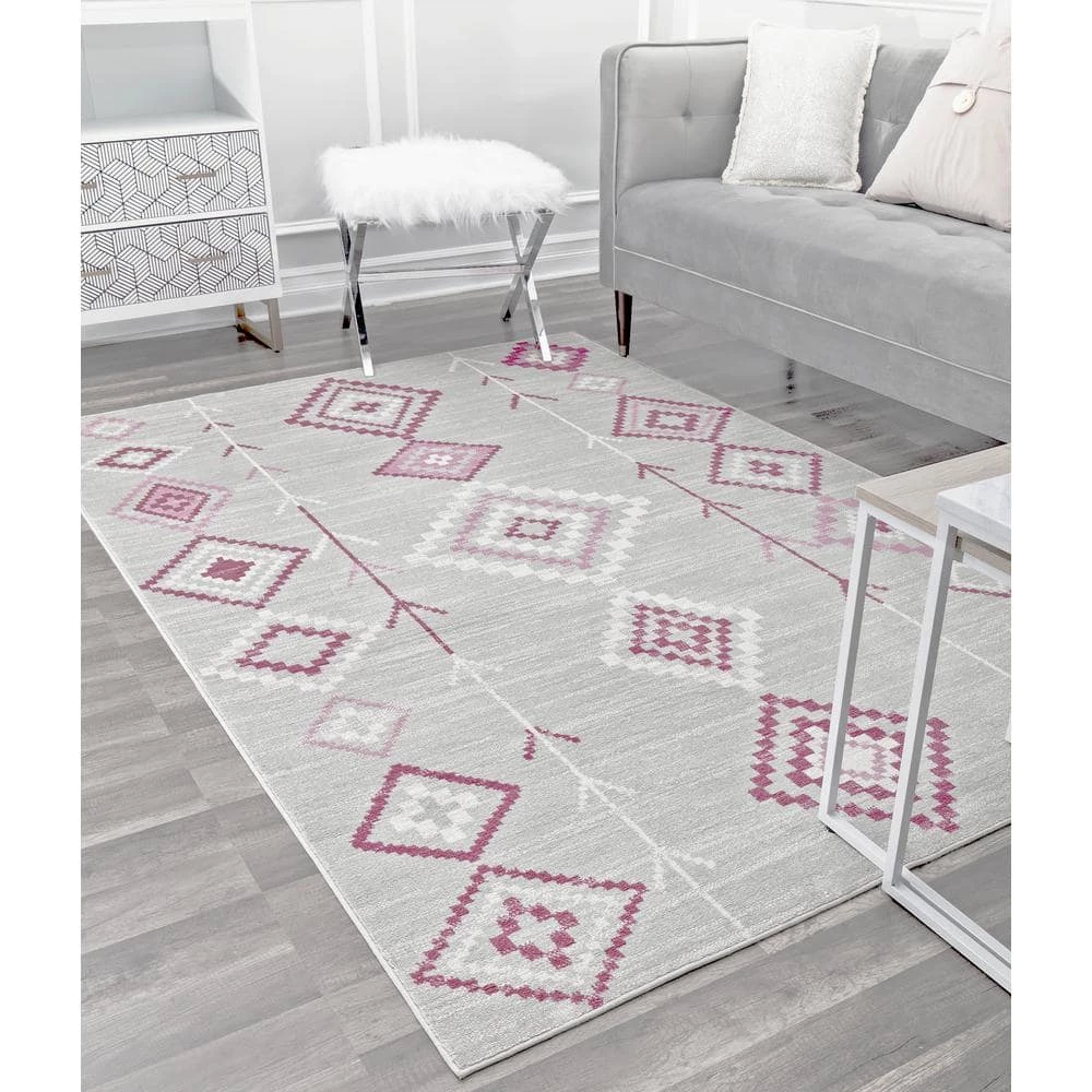 Bodrum Native Fushchia Gray 8 ft. x 10 ft. Area Rug by CosmoLiving by Cosmopolitan 7 Bodrum Native Fushchia Gray 8 ft. x 10 ft. Area Rug by CosmoLiving by Cosmopolitan - Image 5