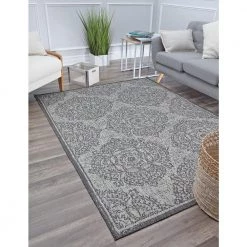 Villa Veranda Sandy Blossom Gray 8 ft. x 10 ft. Abstract Area Rug by CosmoLiving by Cosmopolitan