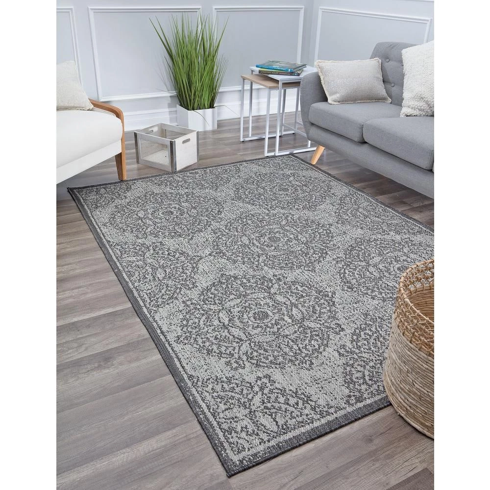 Villa Veranda Sandy Blossom Gray 8 ft. x 10 ft. Abstract Area Rug by CosmoLiving by Cosmopolitan 3 Villa Veranda Sandy Blossom Gray 8 ft. x 10 ft. Abstract Area Rug by CosmoLiving by Cosmopolitan