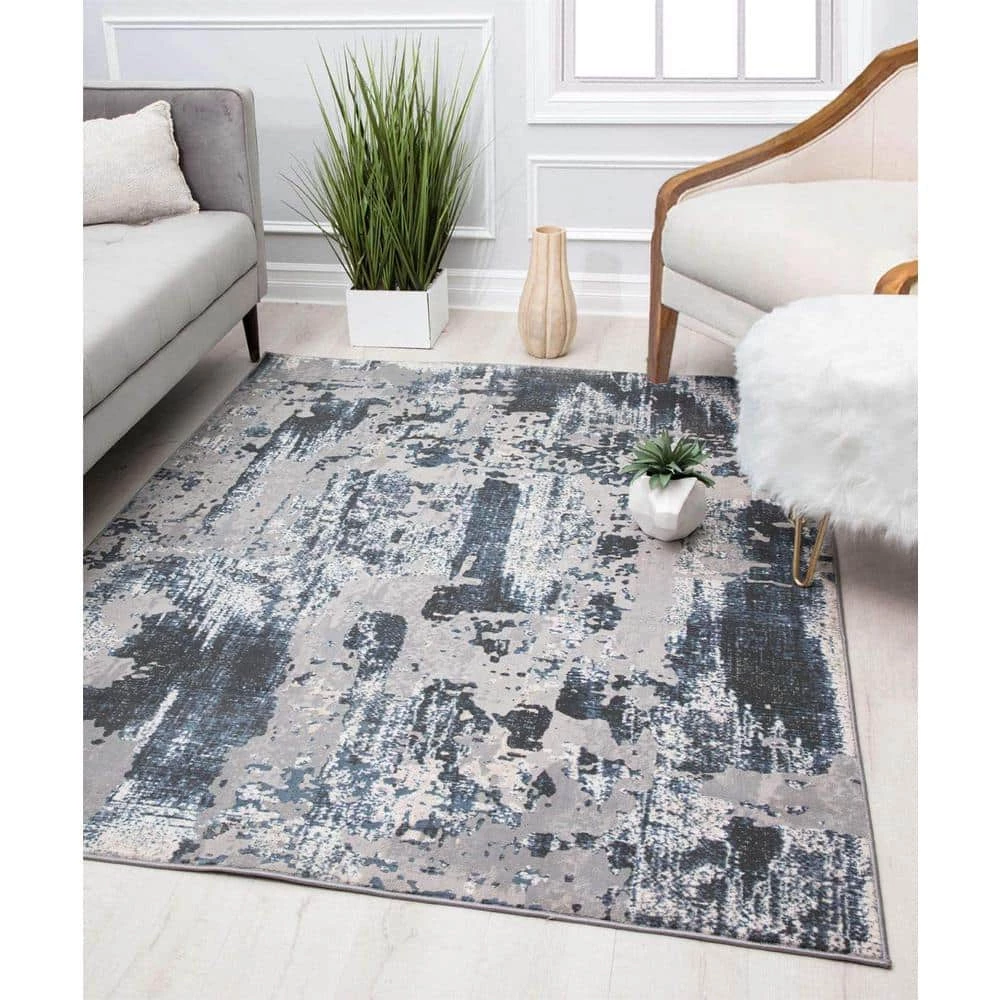 Auden Silver Platinum Gray 8 ft. x 10 ft. Area Rug by CosmoLiving by Cosmopolitan 4 Auden Silver Platinum Gray 8 ft. x 10 ft. Area Rug by CosmoLiving by Cosmopolitan - Image 2
