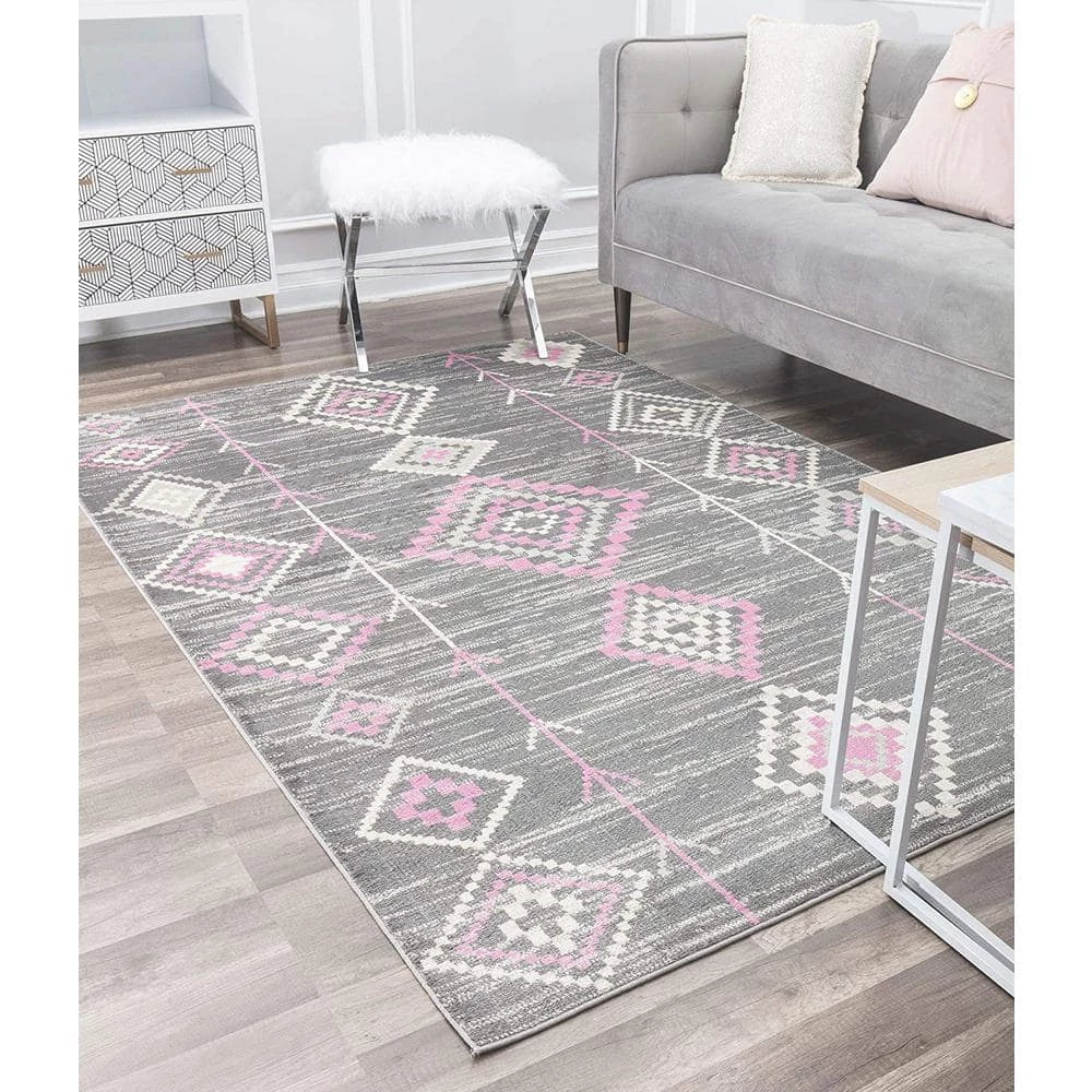 Soleil Native Blush Tribal Gray 8 ft. x 12 ft. Moroccan Area Rug by CosmoLiving by Cosmopolitan 7 Soleil Native Blush Tribal Gray 8 ft. x 12 ft. Moroccan Area Rug by CosmoLiving by Cosmopolitan - Image 5