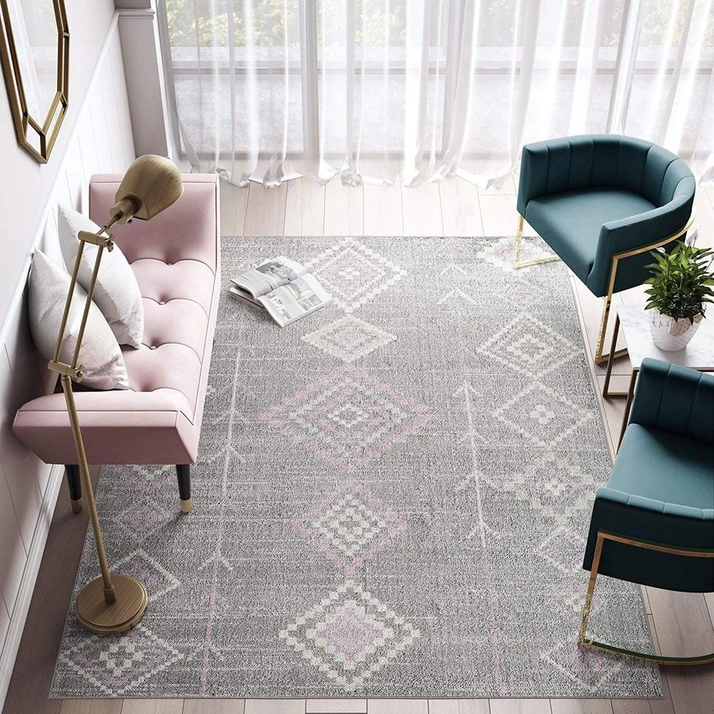 Soleil Native Blush Tribal Gray 8 ft. x 12 ft. Moroccan Area Rug by CosmoLiving by Cosmopolitan 4 Soleil Native Blush Tribal Gray 8 ft. x 12 ft. Moroccan Area Rug by CosmoLiving by Cosmopolitan - Image 2