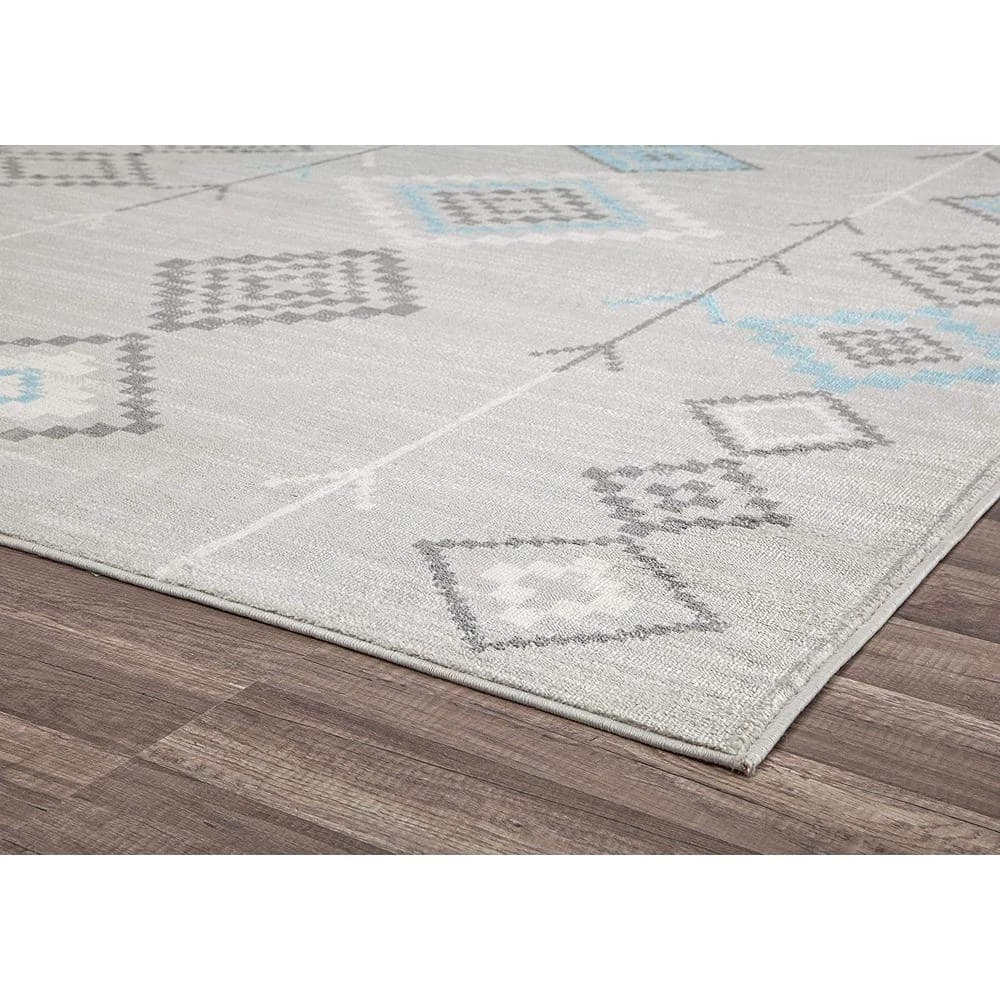 Soleil Native Turquoise Tribal Moroccan Gray 8 ft. x 12 ft. Area Rug by CosmoLiving by Cosmopolitan 8 Soleil Native Turquoise Tribal Moroccan Gray 8 ft. x 12 ft. Area Rug by CosmoLiving by Cosmopolitan - Image 6