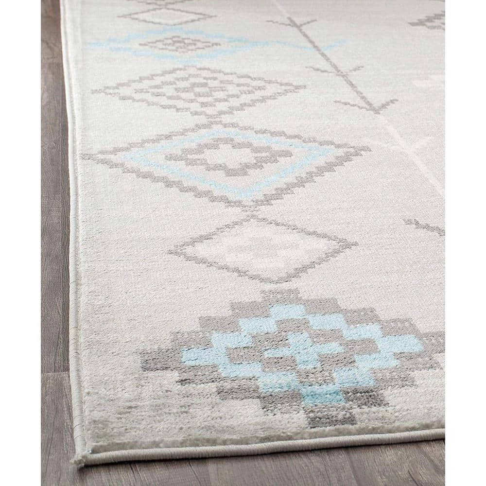 Soleil Native Turquoise Tribal Moroccan Gray 8 ft. x 12 ft. Area Rug by CosmoLiving by Cosmopolitan 6 Soleil Native Turquoise Tribal Moroccan Gray 8 ft. x 12 ft. Area Rug by CosmoLiving by Cosmopolitan - Image 4