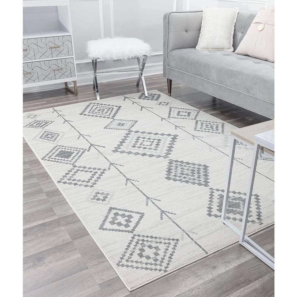 Bodrum Native White Tribal Moroccan 8 ft. x 12 ft. Area Rug by CosmoLiving by Cosmopolitan 4 Bodrum Native White Tribal Moroccan 8 ft. x 12 ft. Area Rug by CosmoLiving by Cosmopolitan - Image 2
