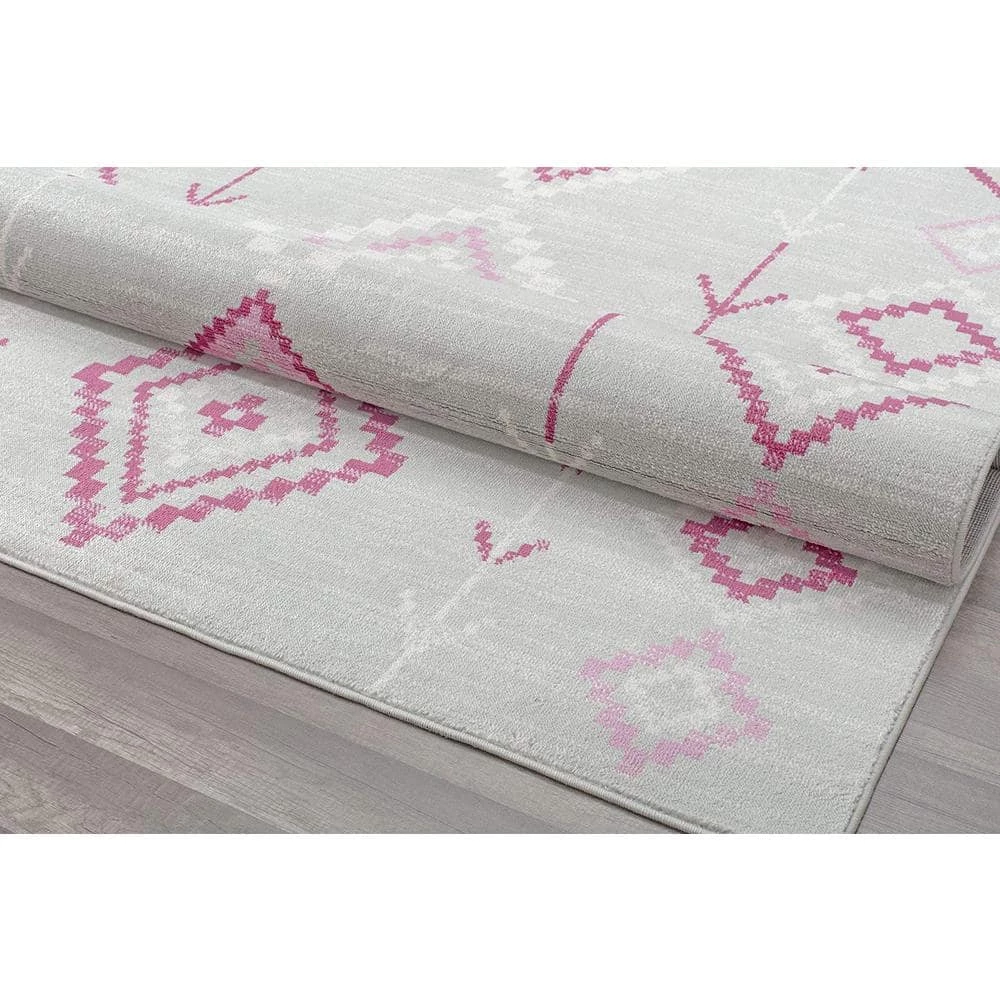 Bodrum Native Fushchia Tribal Moroccan Gray 8 ft. x 12 ft. Area Rug by CosmoLiving by Cosmopolitan 5 Bodrum Native Fushchia Tribal Moroccan Gray 8 ft. x 12 ft. Area Rug by CosmoLiving by Cosmopolitan - Image 3