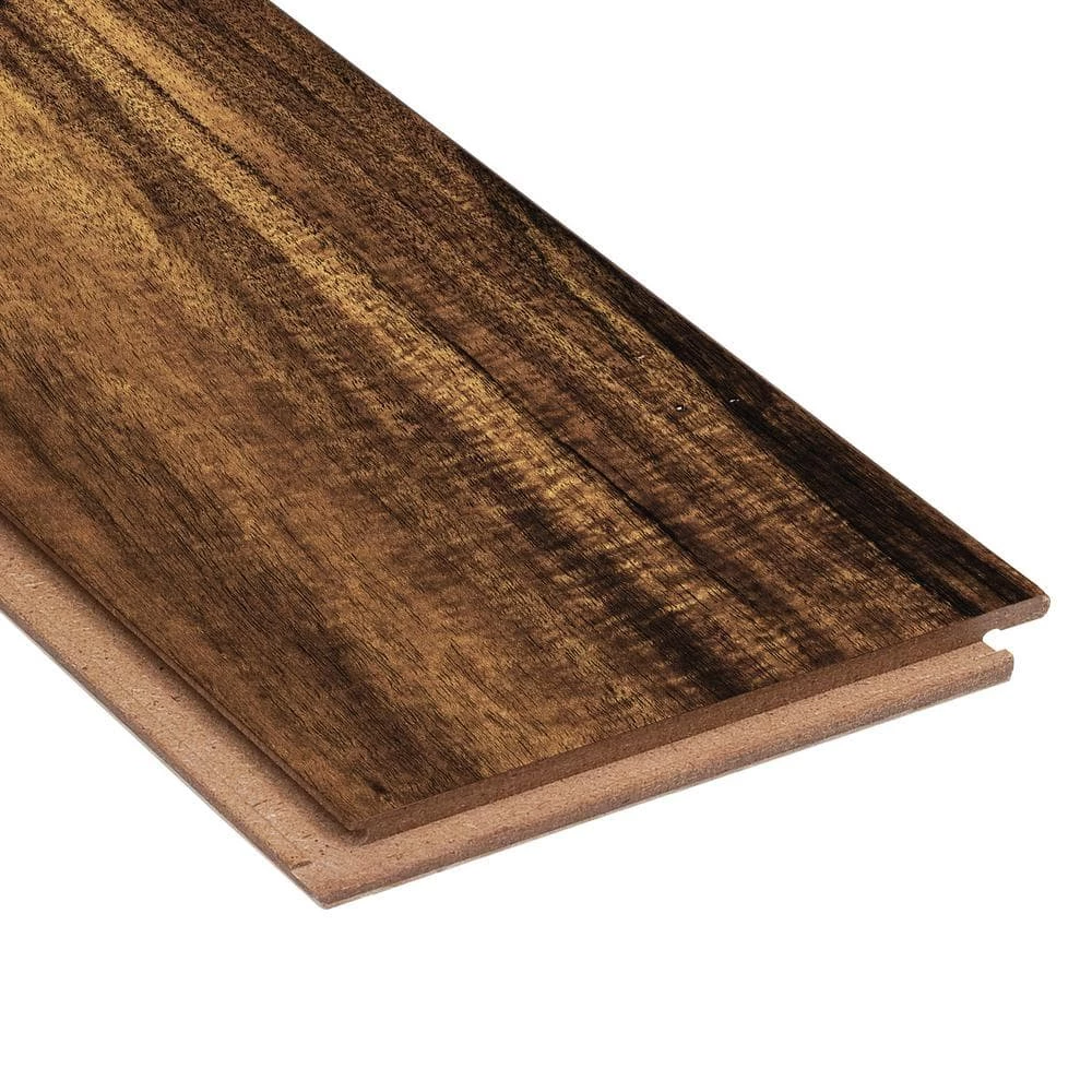 Hand Scraped Natural Acacia 3/8 in. T x 5 in. W x Varying Length Click Lock Exotic Hardwood Flooring (26.25 sq.ft./case) by HOMELEGEND 5 Hand Scraped Natural Acacia 3/8 in. T x 5 in. W x Varying Length Click Lock Exotic Hardwood Flooring (26.25 sq.ft./case) by HOMELEGEND - Image 3