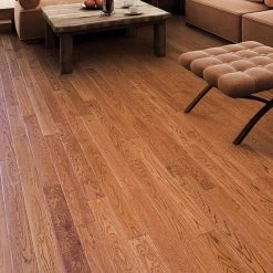 Hand Scraped Oak Gunstock 1/2 in. T x 4-3/4 in. W x Varying Length Engineered Hardwood Flooring(24.94 sq. ft. / case) by HOMELEGEND -HOMELEGEND Sales medium brown homelegend engineered hardwood hl16p 31 1000