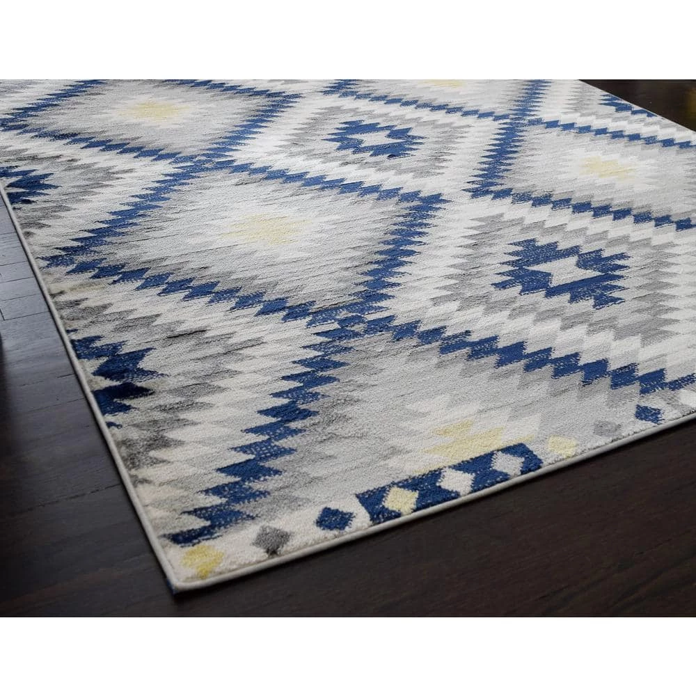 Bodrum Kilim Navy Multi 8 ft. x 10 ft. Area Rug by CosmoLiving by Cosmopolitan 7 Bodrum Kilim Navy Multi 8 ft. x 10 ft. Area Rug by CosmoLiving by Cosmopolitan - Image 5