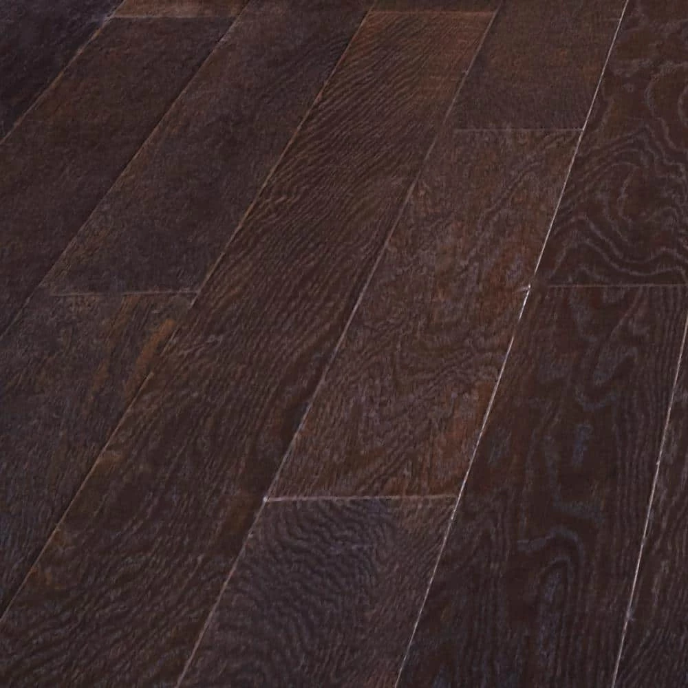 Wire Brushed Oak Coffee 3/8 in. Thick x 5 in. Wide x Varying Length Click Lock Hardwood Flooring (19.69 sq. ft. / case) by HOMELEGEND 3 Wire Brushed Oak Coffee 3/8 in. Thick x 5 in. Wide x Varying Length Click Lock Hardwood Flooring (19.69 sq. ft. / case) by HOMELEGEND