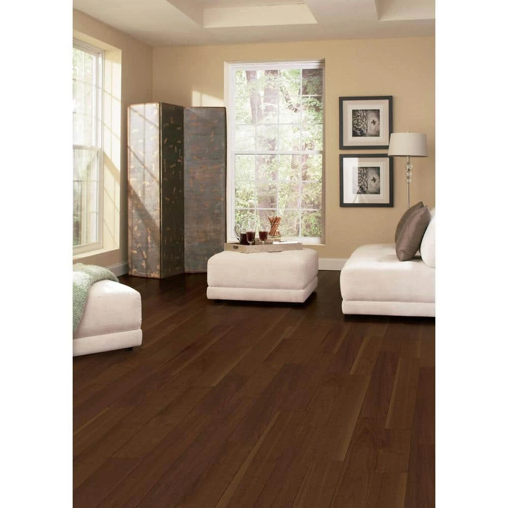 Matte American Walnut 3/8 in. T x 5 in. W x Varying Length Click Lock Hardwood Flooring (26.25 sq. ft. / case) by HOMELEGEND 6 Matte American Walnut 3/8 in. T x 5 in. W x Varying Length Click Lock Hardwood Flooring (26.25 sq. ft. / case) by HOMELEGEND - Image 4