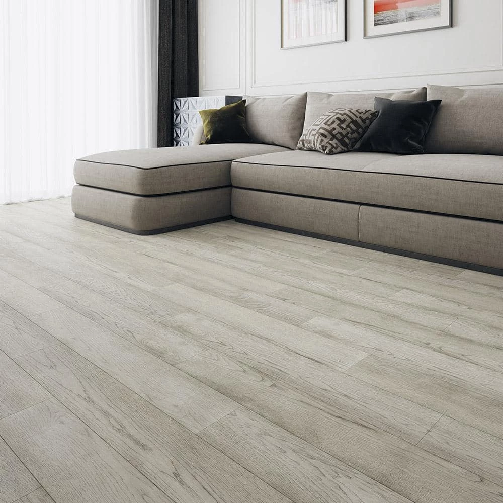 Snow Hickory 3/8 in. T x 6-1/2 in. W x Varying Length Water Resistant Click Lock Hardwood Flooring (25.73 sq. ft.) by HOMELEGEND 4 Snow Hickory 3/8 in. T x 6-1/2 in. W x Varying Length Water Resistant Click Lock Hardwood Flooring (25.73 sq. ft.) by HOMELEGEND - Image 2