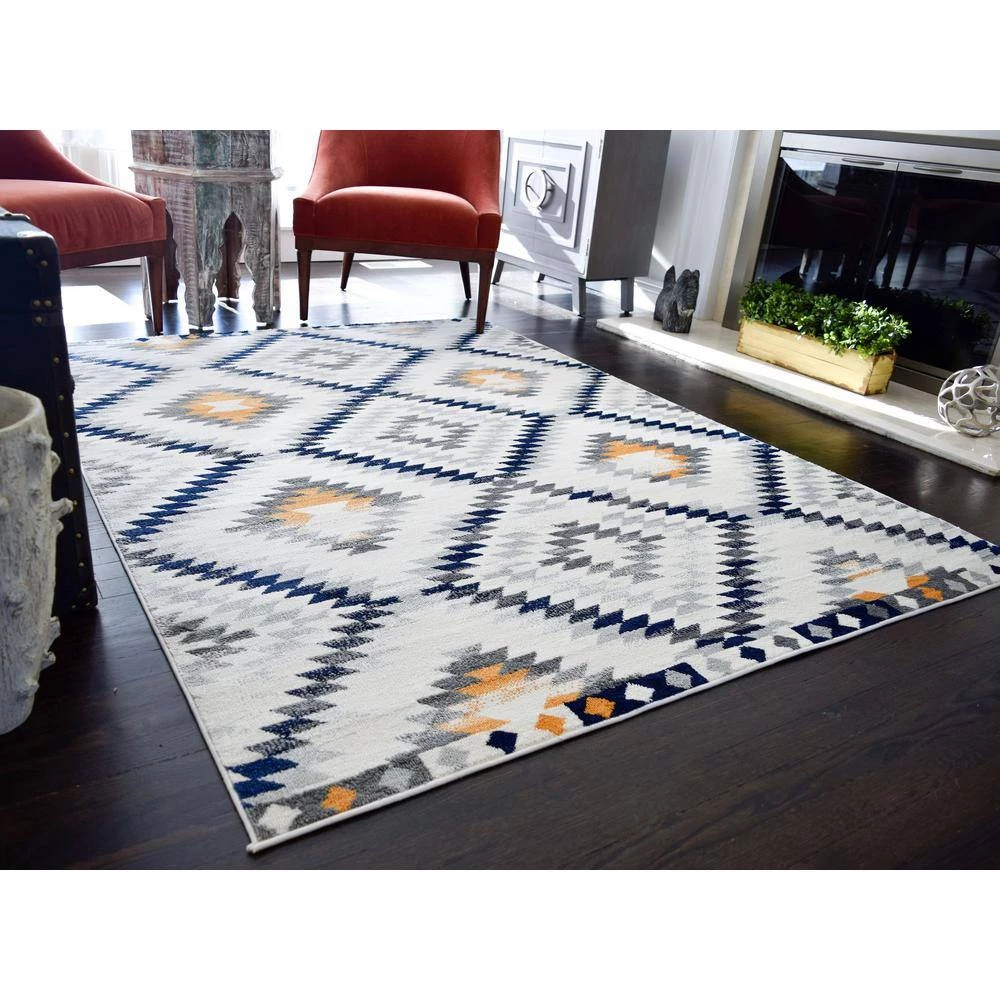 Bodrum Soleil Kilim White Tribal 8 ft. x 12 ft. Area Rug by CosmoLiving by Cosmopolitan 4 Bodrum Soleil Kilim White Tribal 8 ft. x 12 ft. Area Rug by CosmoLiving by Cosmopolitan - Image 2