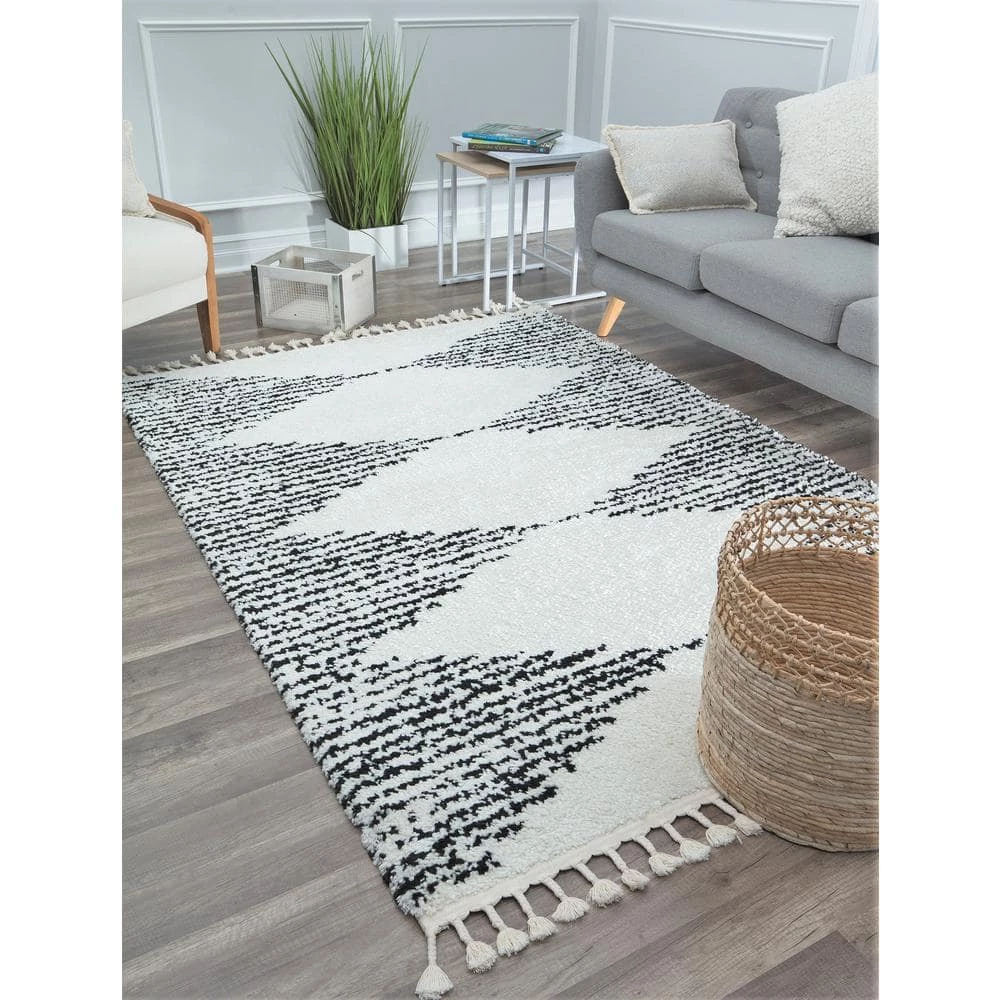 Mason Shag Heath White 5 ft. x 7 ft. Area Rug by CosmoLiving by Cosmopolitan 4 Mason Shag Heath White 5 ft. x 7 ft. Area Rug by CosmoLiving by Cosmopolitan - Image 2