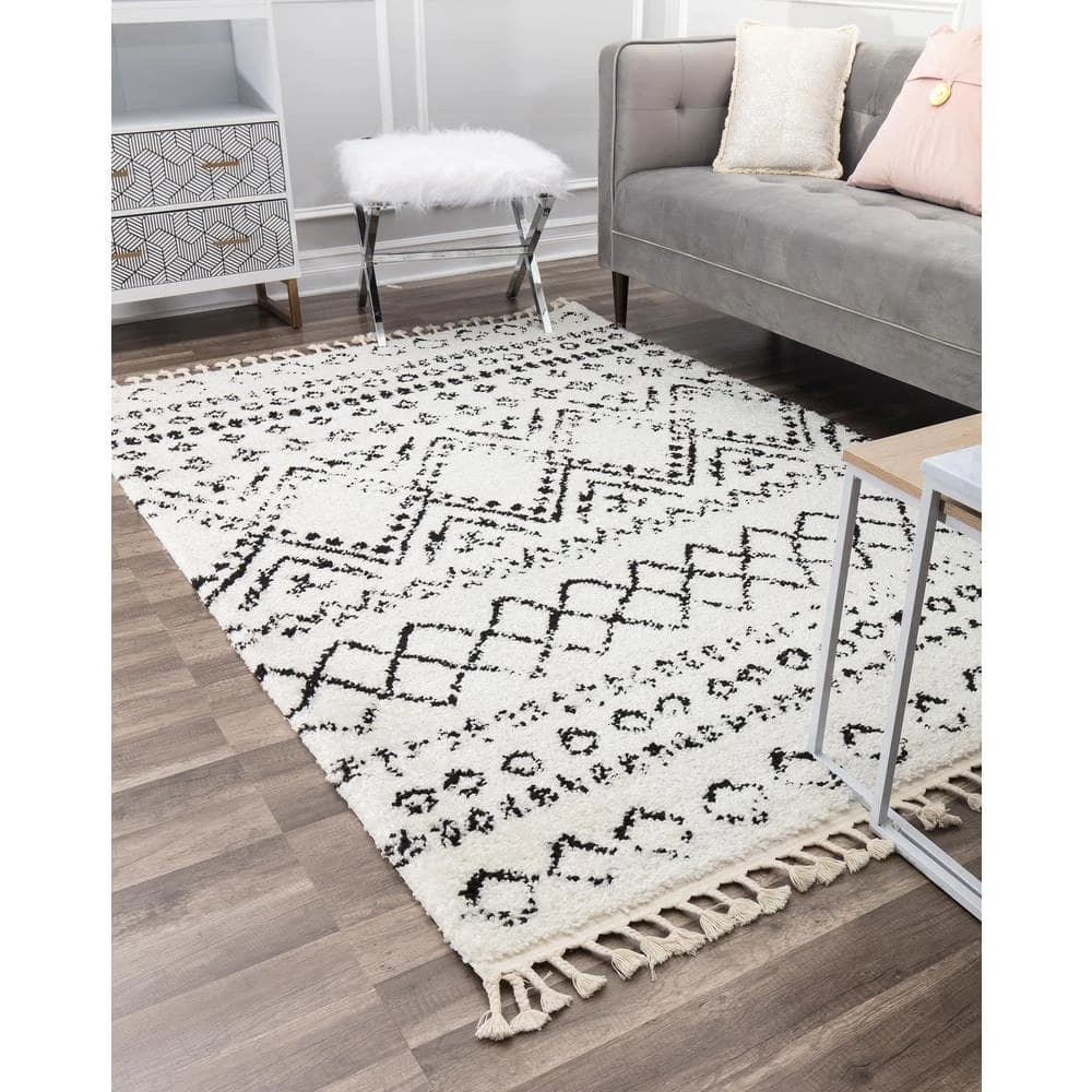 Mason Shag Whisper White 2 ft. x 8 ft. Area Rug by CosmoLiving by Cosmopolitan 4 Mason Shag Whisper White 2 ft. x 8 ft. Area Rug by CosmoLiving by Cosmopolitan - Image 2