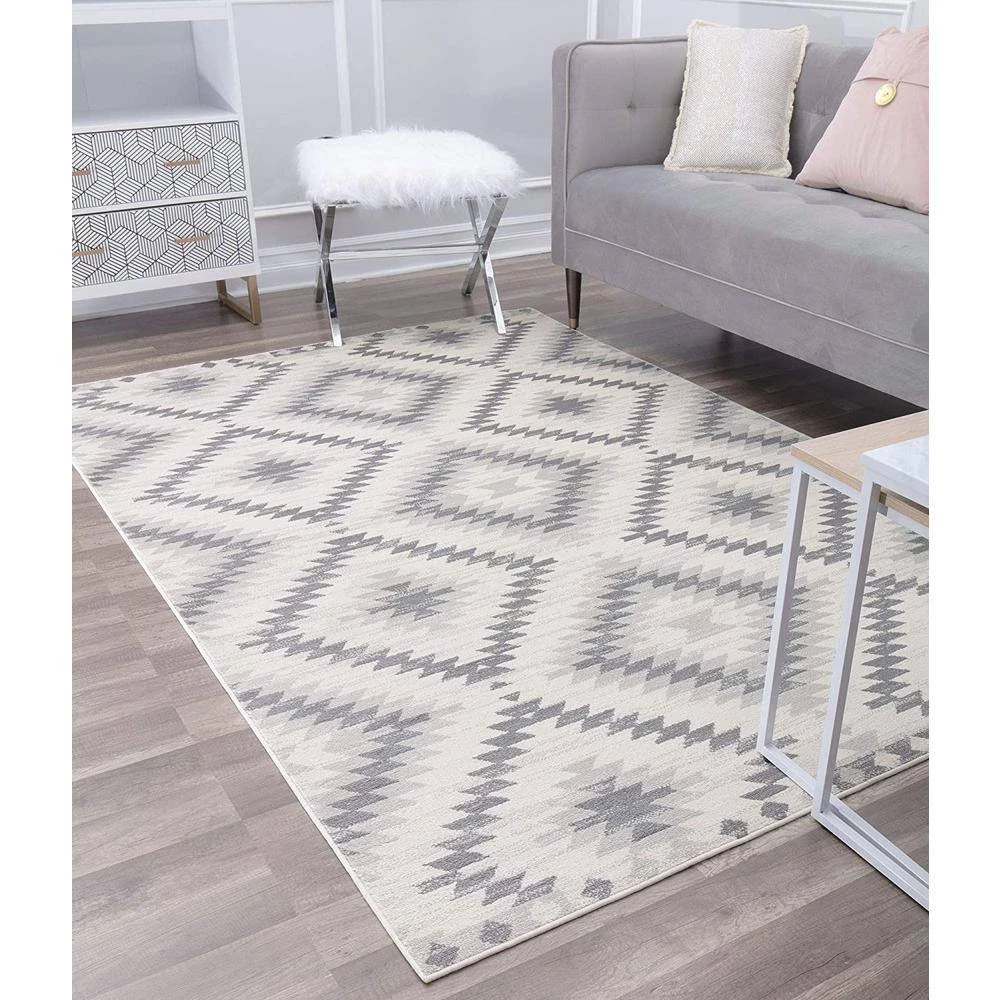 Soleil Kilim Silver White 8 ft. x 12 ft. Tribal Moroccan Area Rug by CosmoLiving by Cosmopolitan 7 Soleil Kilim Silver White 8 ft. x 12 ft. Tribal Moroccan Area Rug by CosmoLiving by Cosmopolitan - Image 5