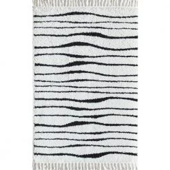 Daydream White Stripe Modern White 8 ft. x 10 ft. Area Rug by CosmoLiving by Cosmopolitan