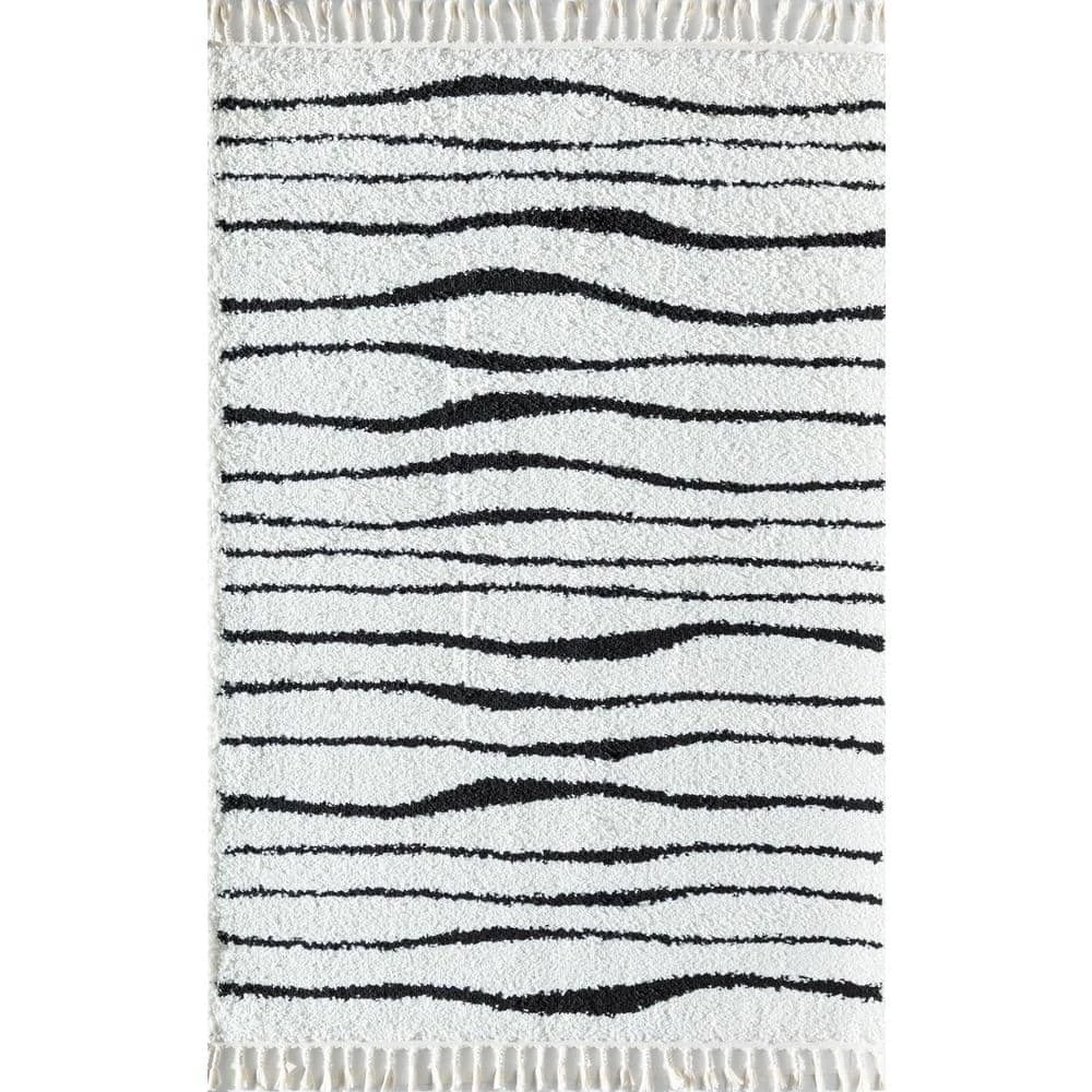 Daydream White Stripe Modern White 8 ft. x 10 ft. Area Rug by CosmoLiving by Cosmopolitan 3 Daydream White Stripe Modern White 8 ft. x 10 ft. Area Rug by CosmoLiving by Cosmopolitan