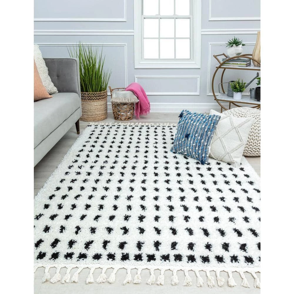 Calm Creation Dots Modern White 8 ft. x 10 ft. Area Rug by CosmoLiving by Cosmopolitan 7 Calm Creation Dots Modern White 8 ft. x 10 ft. Area Rug by CosmoLiving by Cosmopolitan - Image 5
