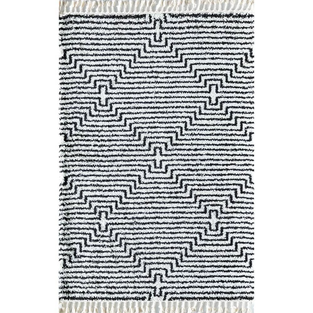 Night Odyssey Stripe Modern White 8 ft. x 10 ft. Area Rug by CosmoLiving by Cosmopolitan 3 Night Odyssey Stripe Modern White 8 ft. x 10 ft. Area Rug by CosmoLiving by Cosmopolitan