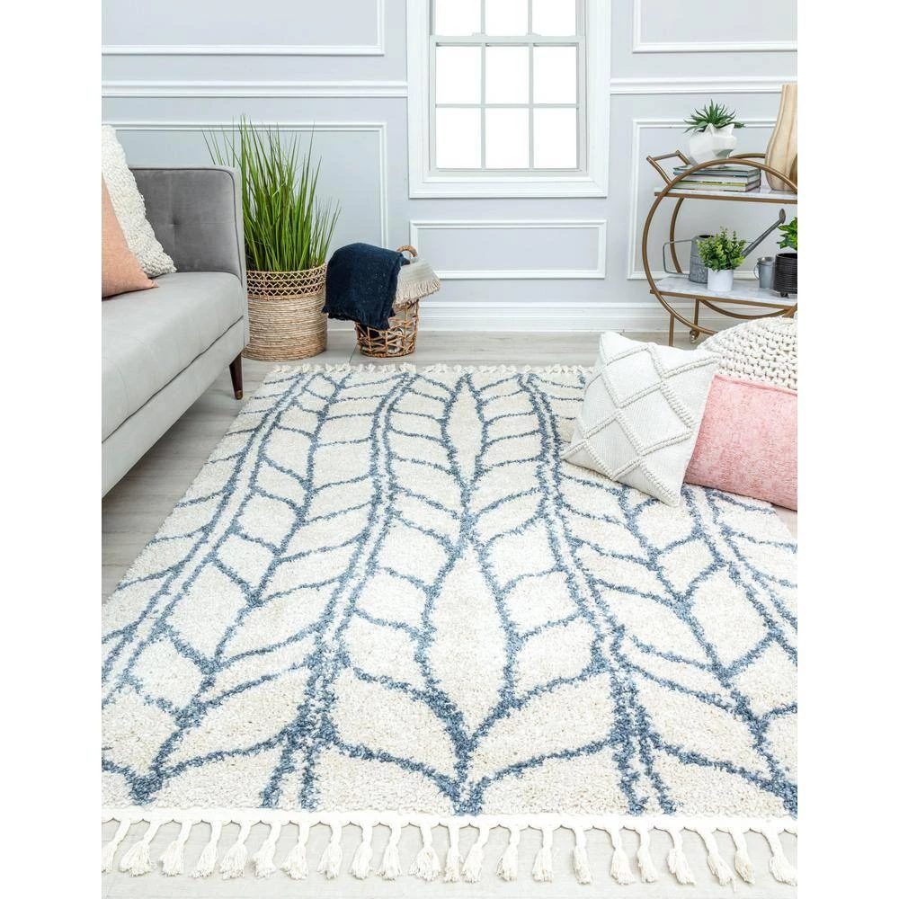 Cloud White 5 ft. x 7 ft. Vine Geometric Modern Area Rug by CosmoLiving by Cosmopolitan 7 Cloud White 5 ft. x 7 ft. Vine Geometric Modern Area Rug by CosmoLiving by Cosmopolitan - Image 5
